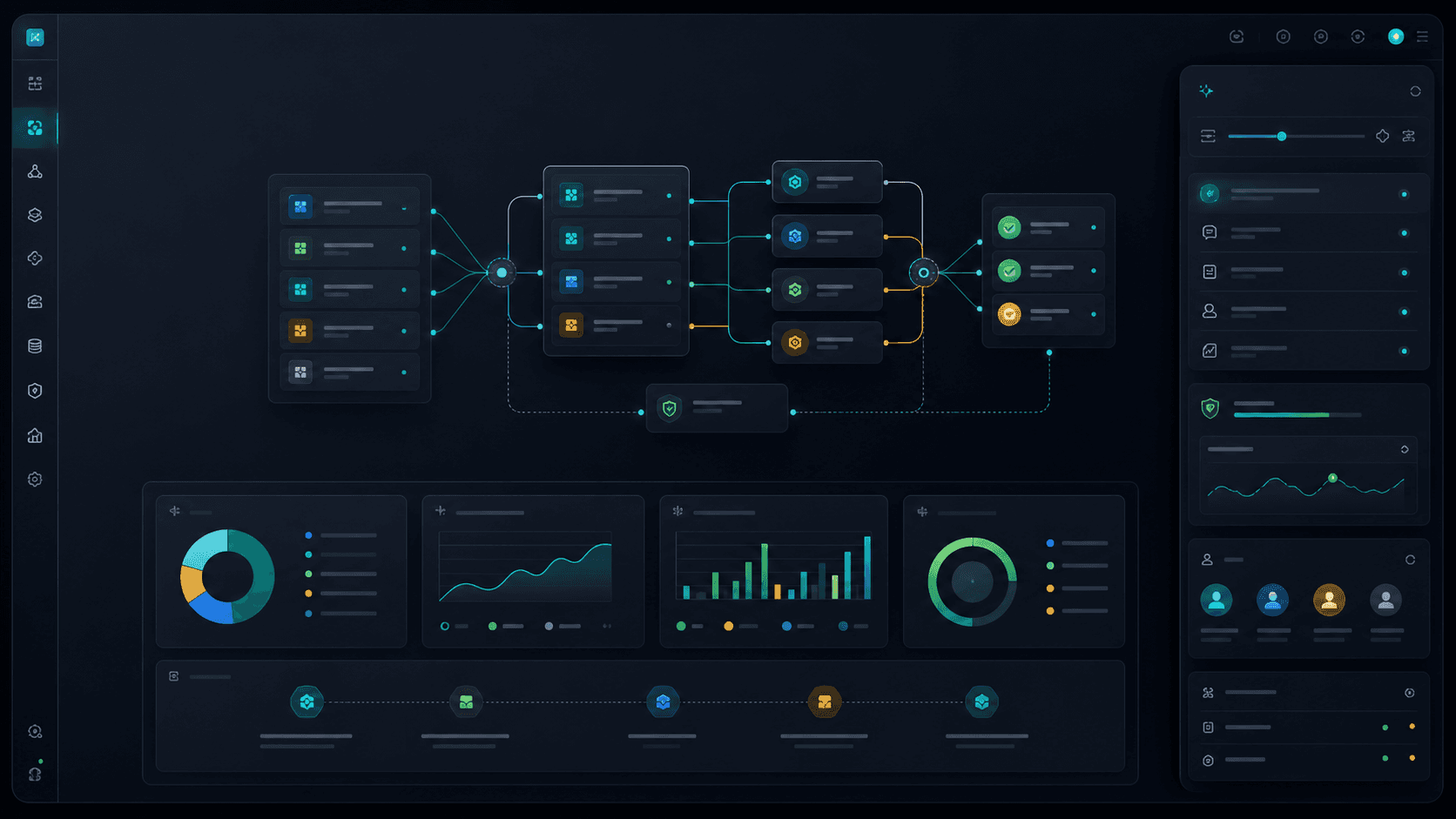 Enterprise AI operating layer dashboard with connected workflows